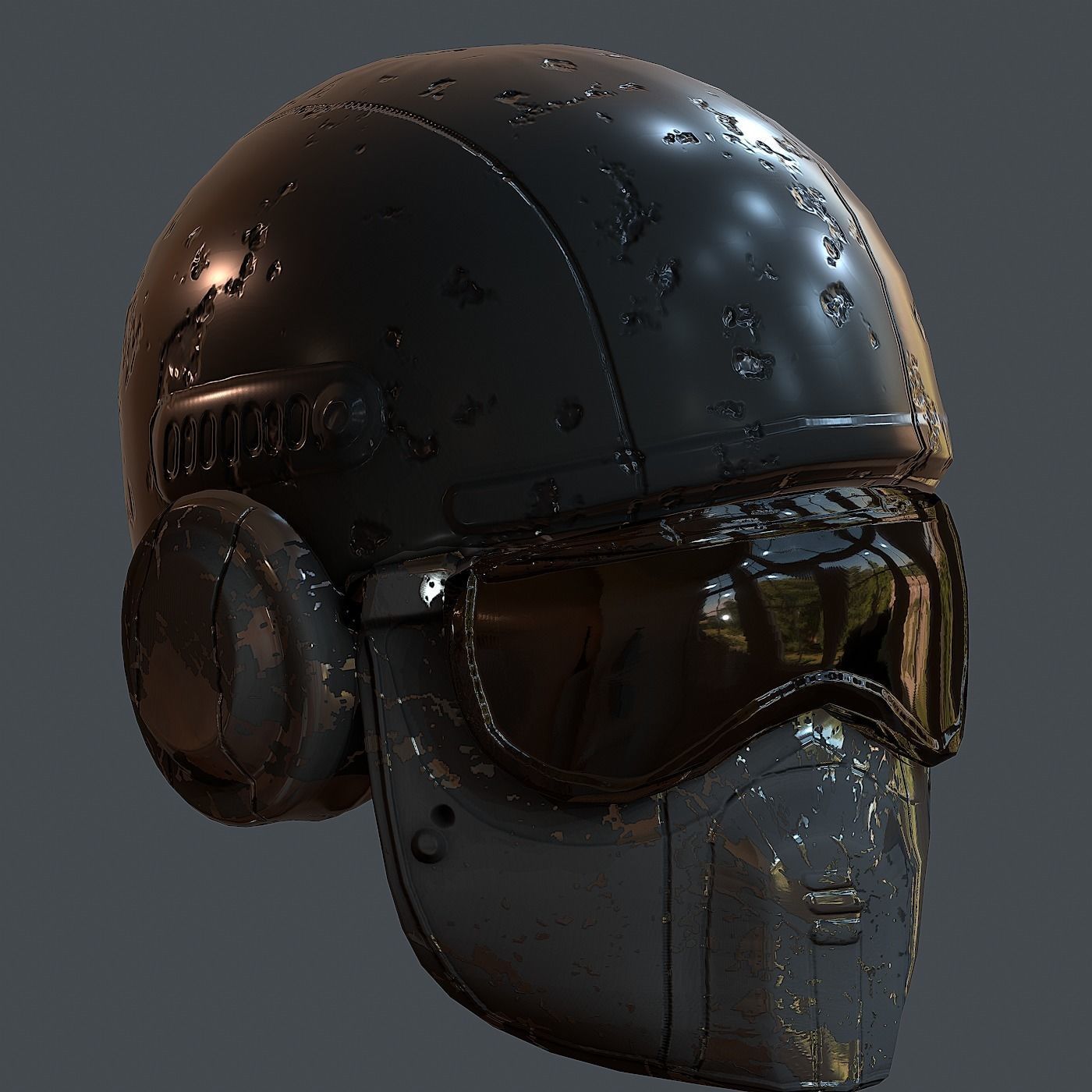 Gas mask helmet 3d model scifi Low-poly Low-poly 3D model Low-poly 3D model_6