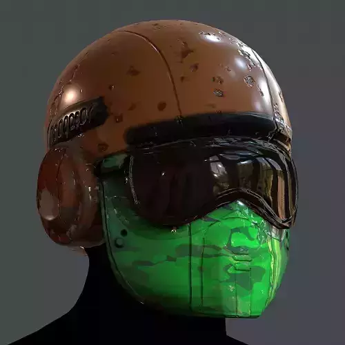 Gas mask helmet 3d model scifi Low-poly Low-poly 3D model