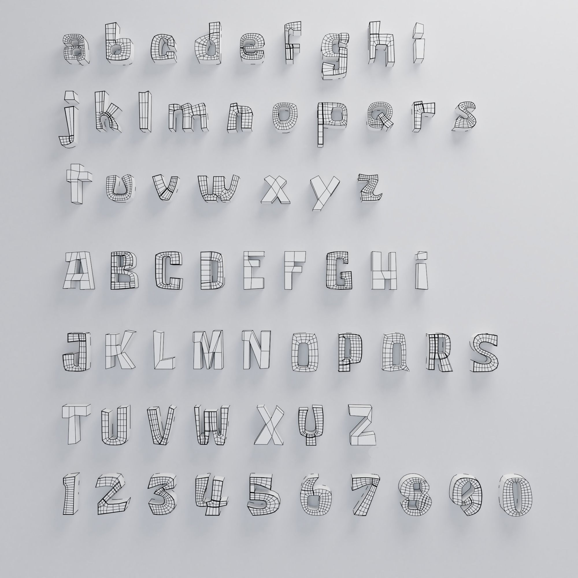 Alphabet style 7 base mesh 3D model_1