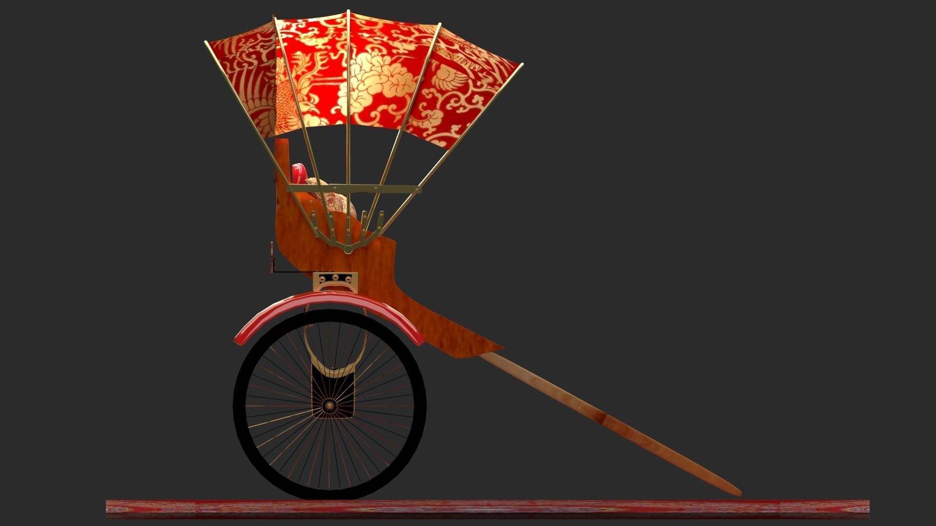 Chinese Hong Kong Rickshaw 3D model_2
