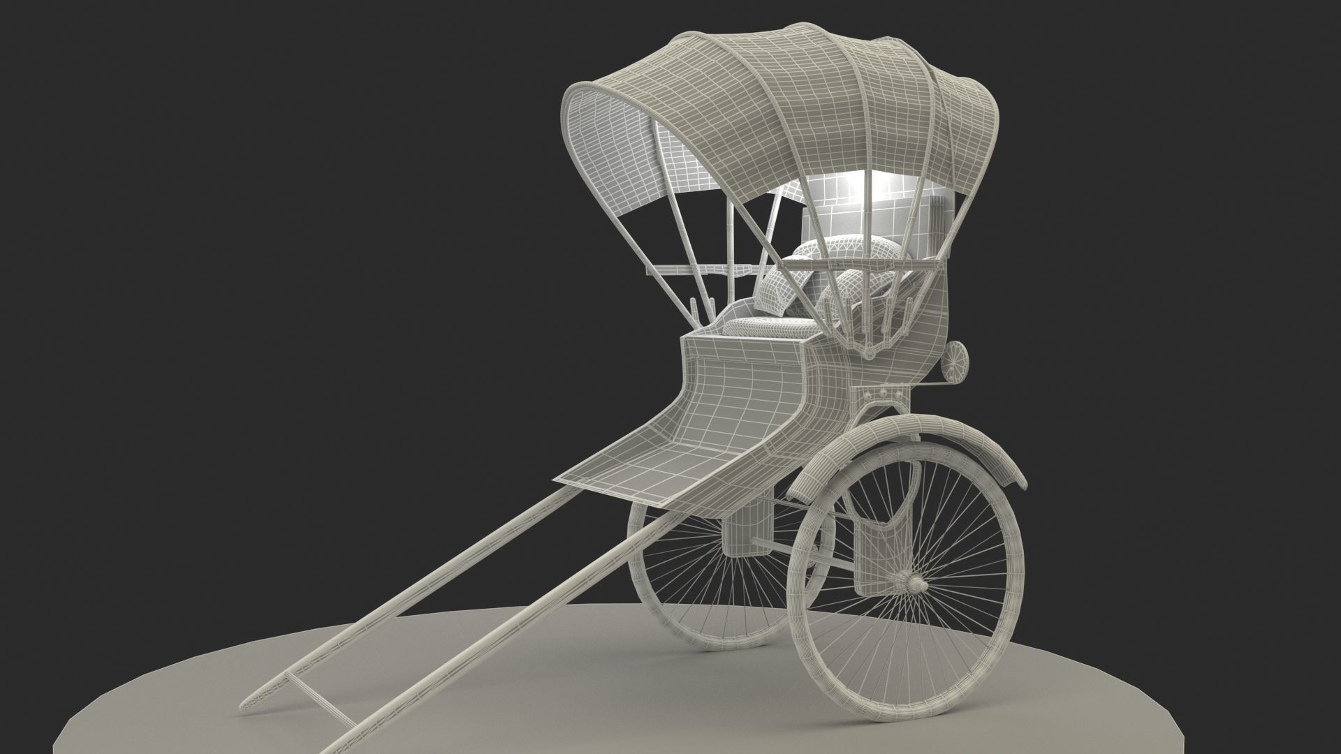 Chinese Hong Kong Rickshaw 3D model_7