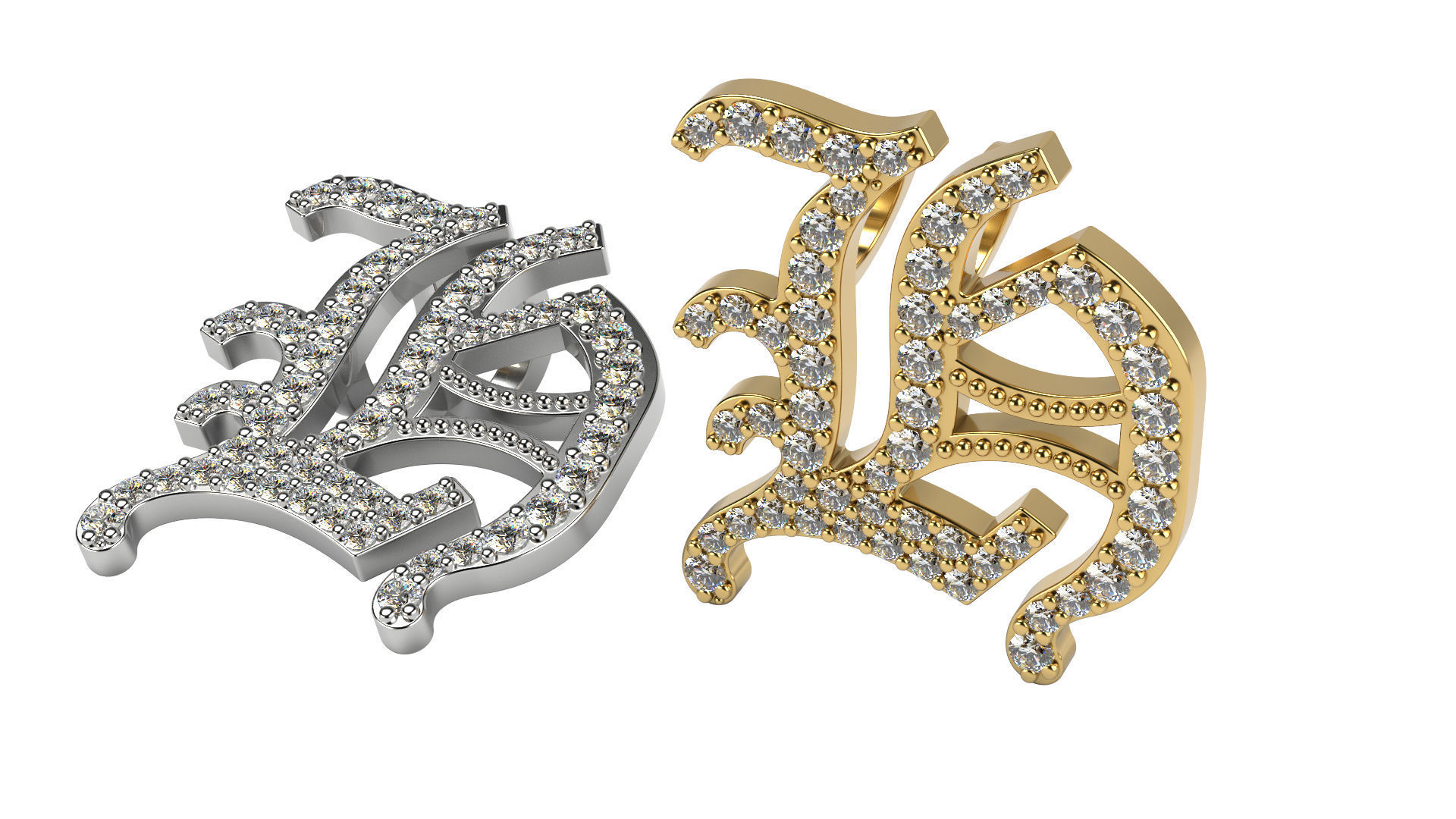 Old English alphabet  stone and solid 3D Model Collection_20