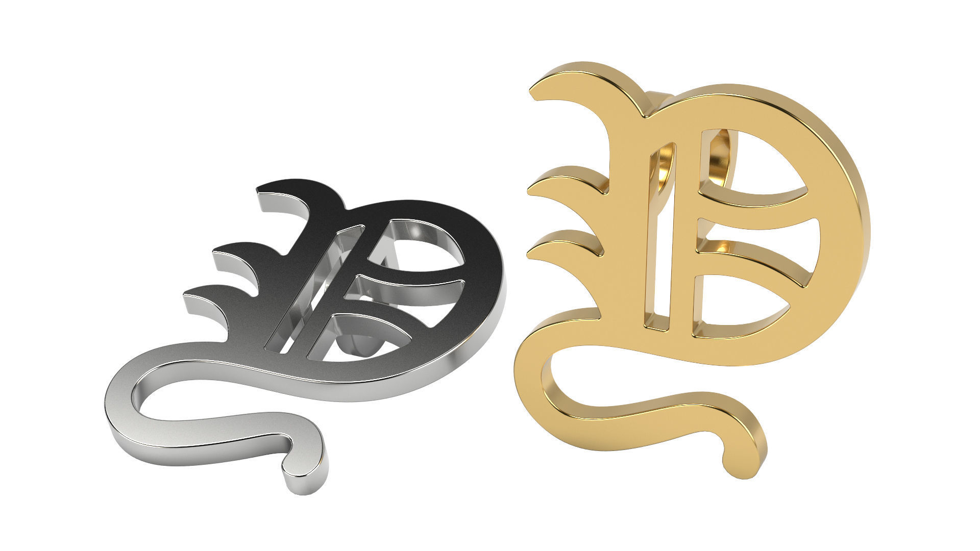 Old English alphabet  stone and solid 3D Model Collection_55