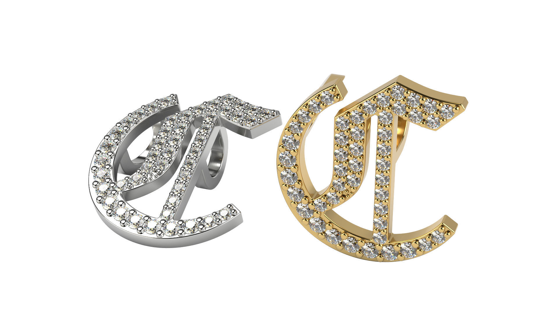 Old English alphabet  stone and solid 3D Model Collection_10