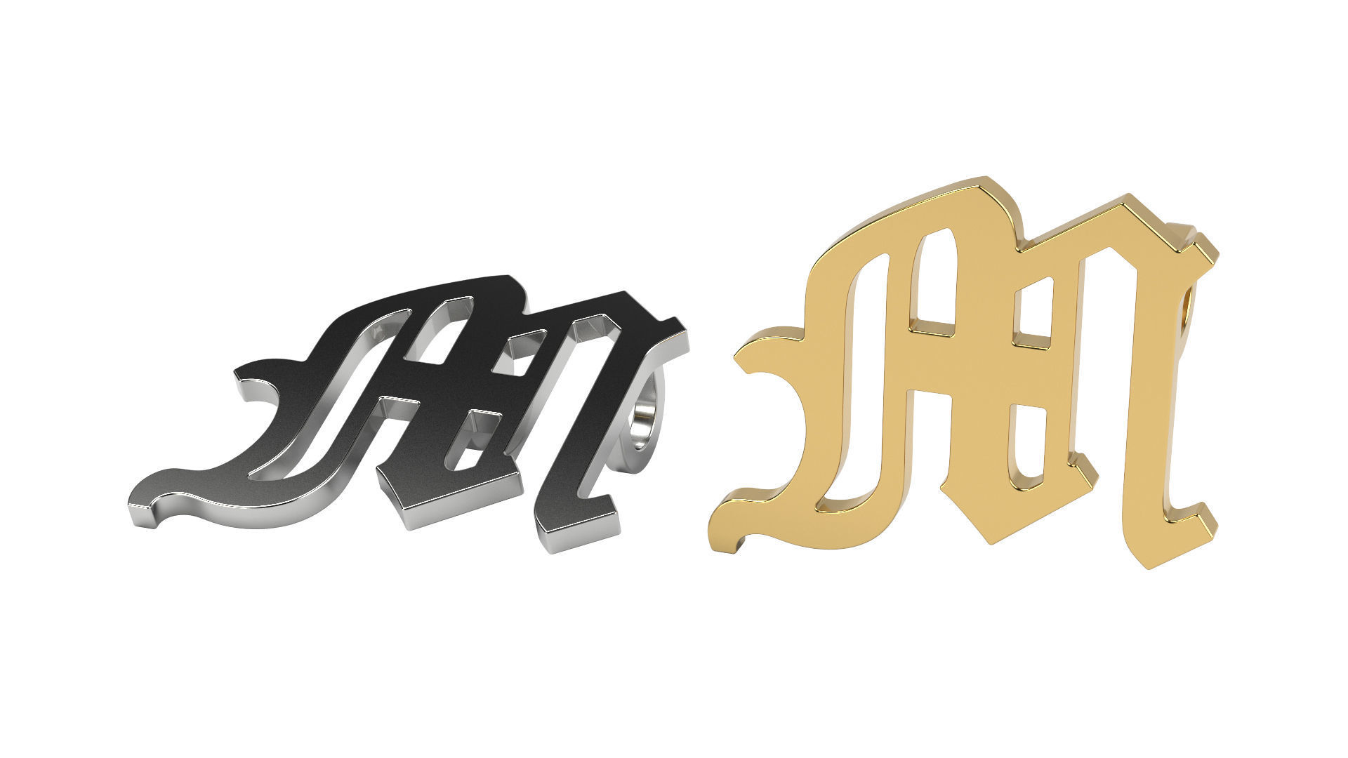 Old English alphabet  stone and solid 3D Model Collection_31