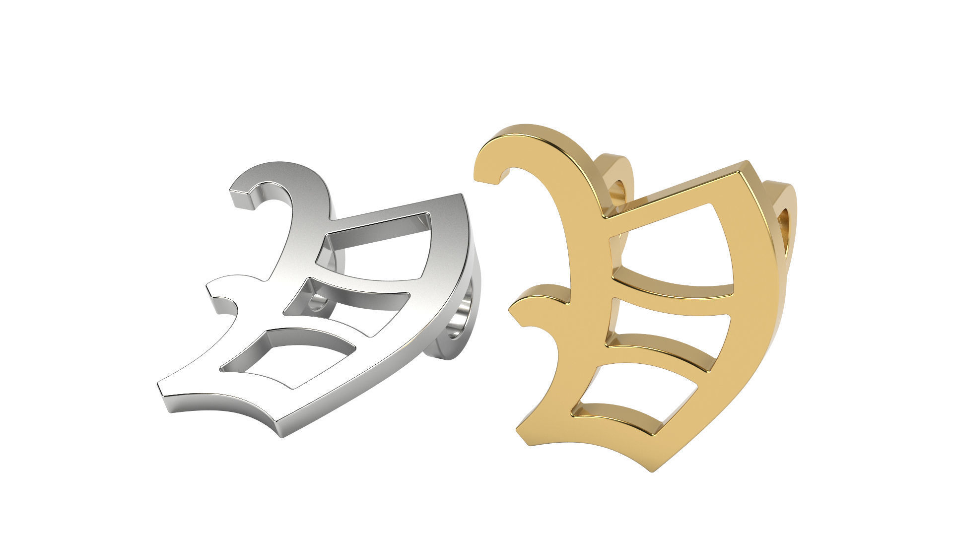 Old English alphabet  stone and solid 3D Model Collection_49