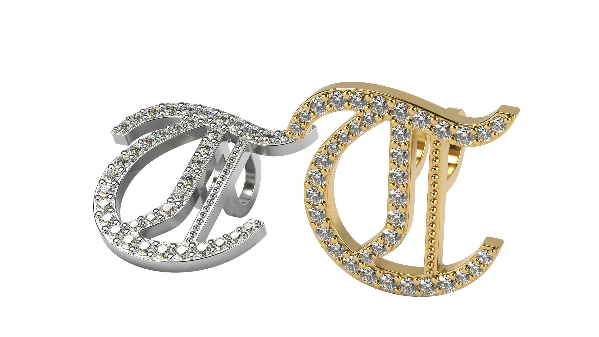 Old English alphabet  stone and solid 3D Model Collection_44