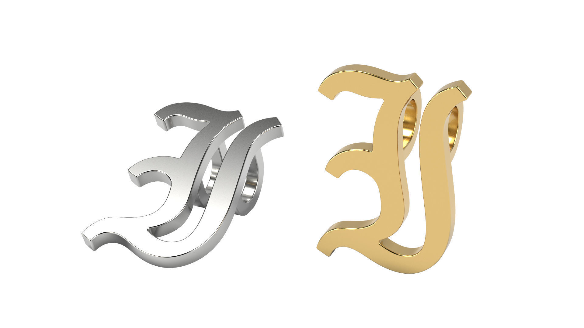 Old English alphabet  stone and solid 3D Model Collection_23