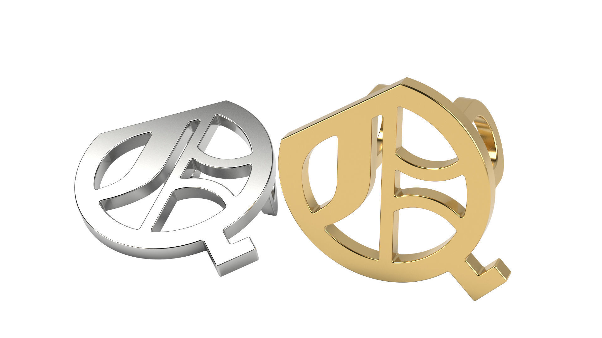 Old English alphabet  stone and solid 3D Model Collection_39