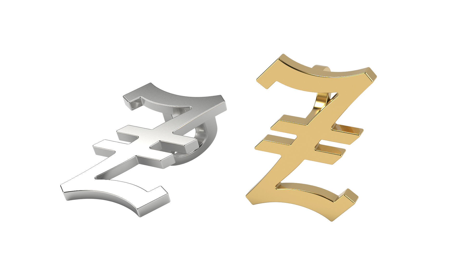 Old English alphabet  stone and solid 3D Model Collection_57