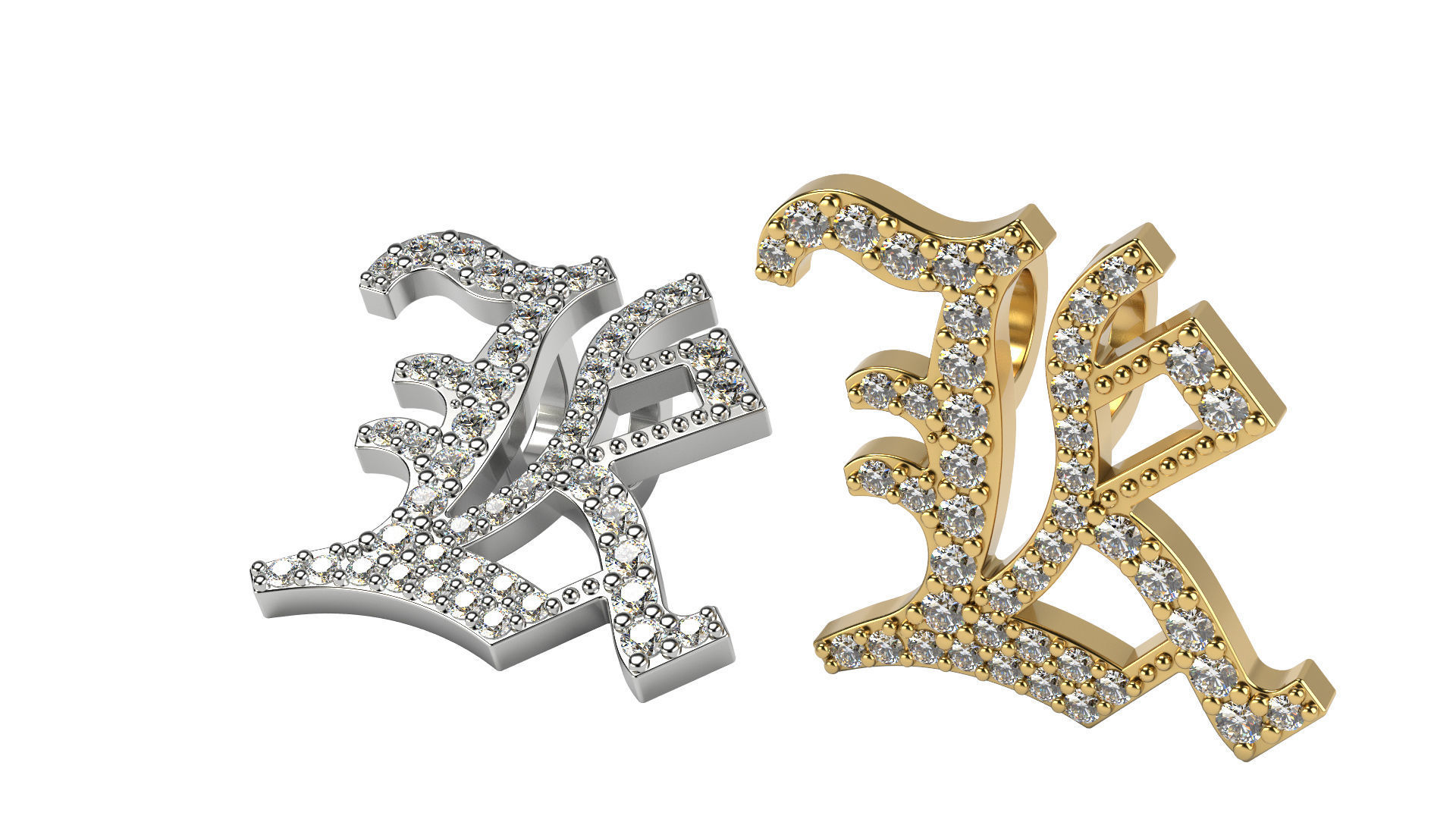 Old English alphabet  stone and solid 3D Model Collection_26