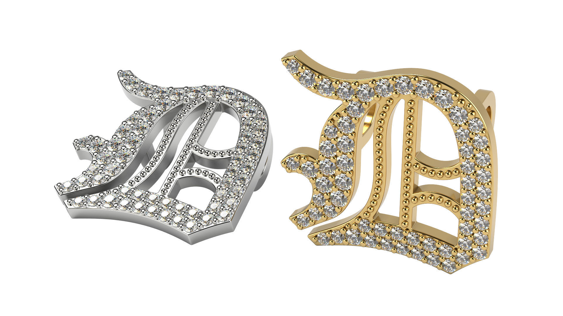 Old English alphabet  stone and solid 3D Model Collection_12