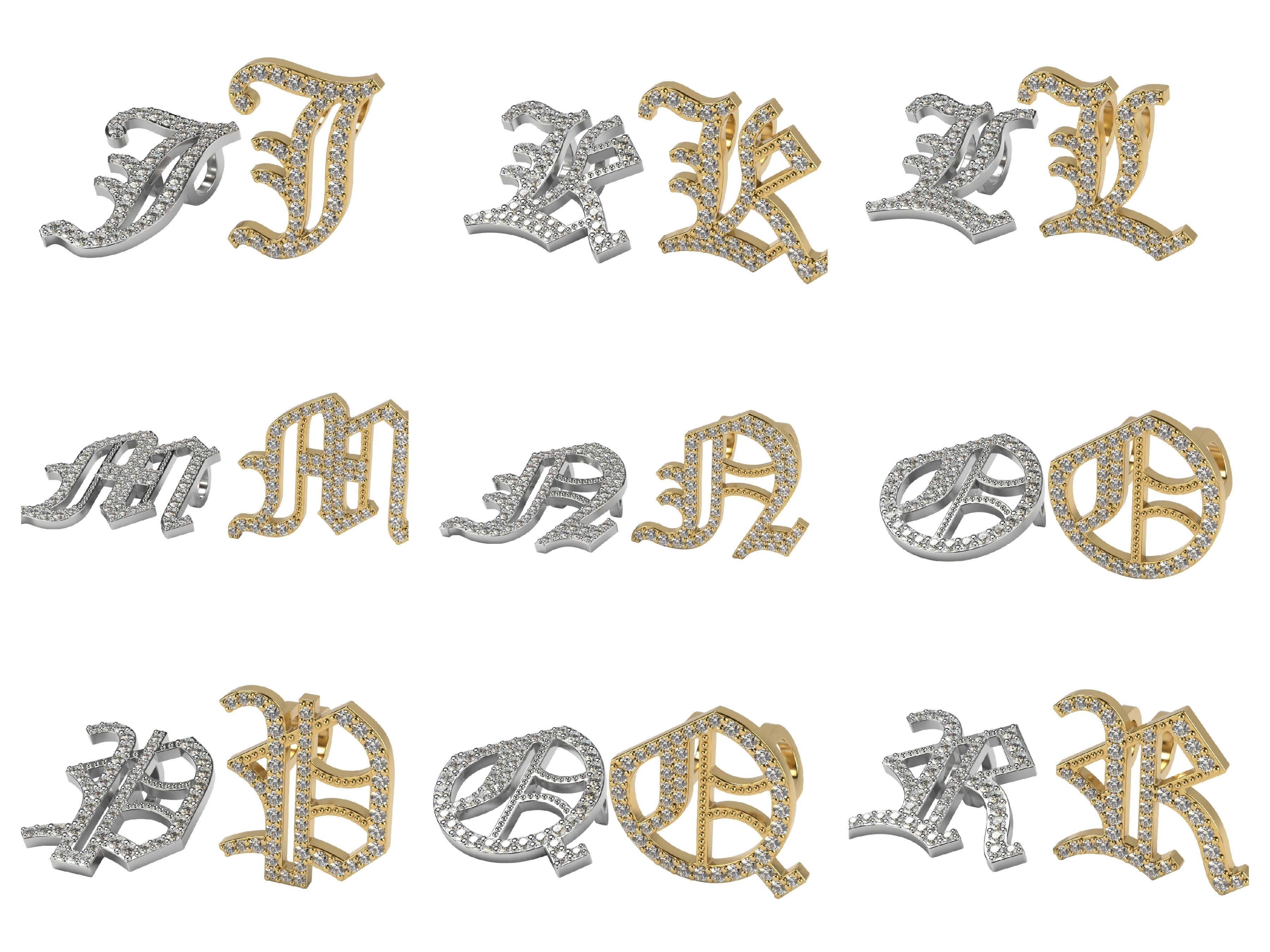 Old English alphabet  stone and solid 3D Model Collection_1