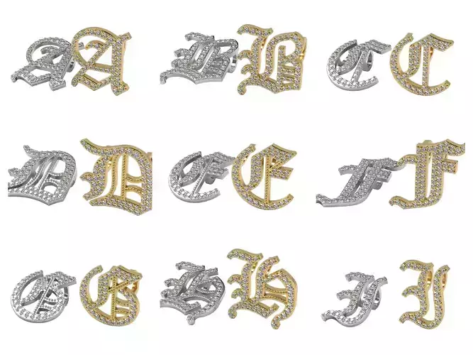 Old English alphabet  stone and solid