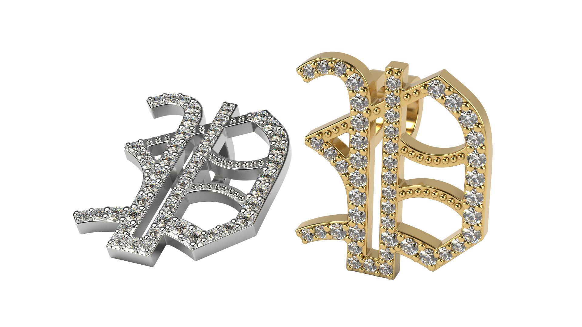 Old English alphabet  stone and solid 3D Model Collection_36