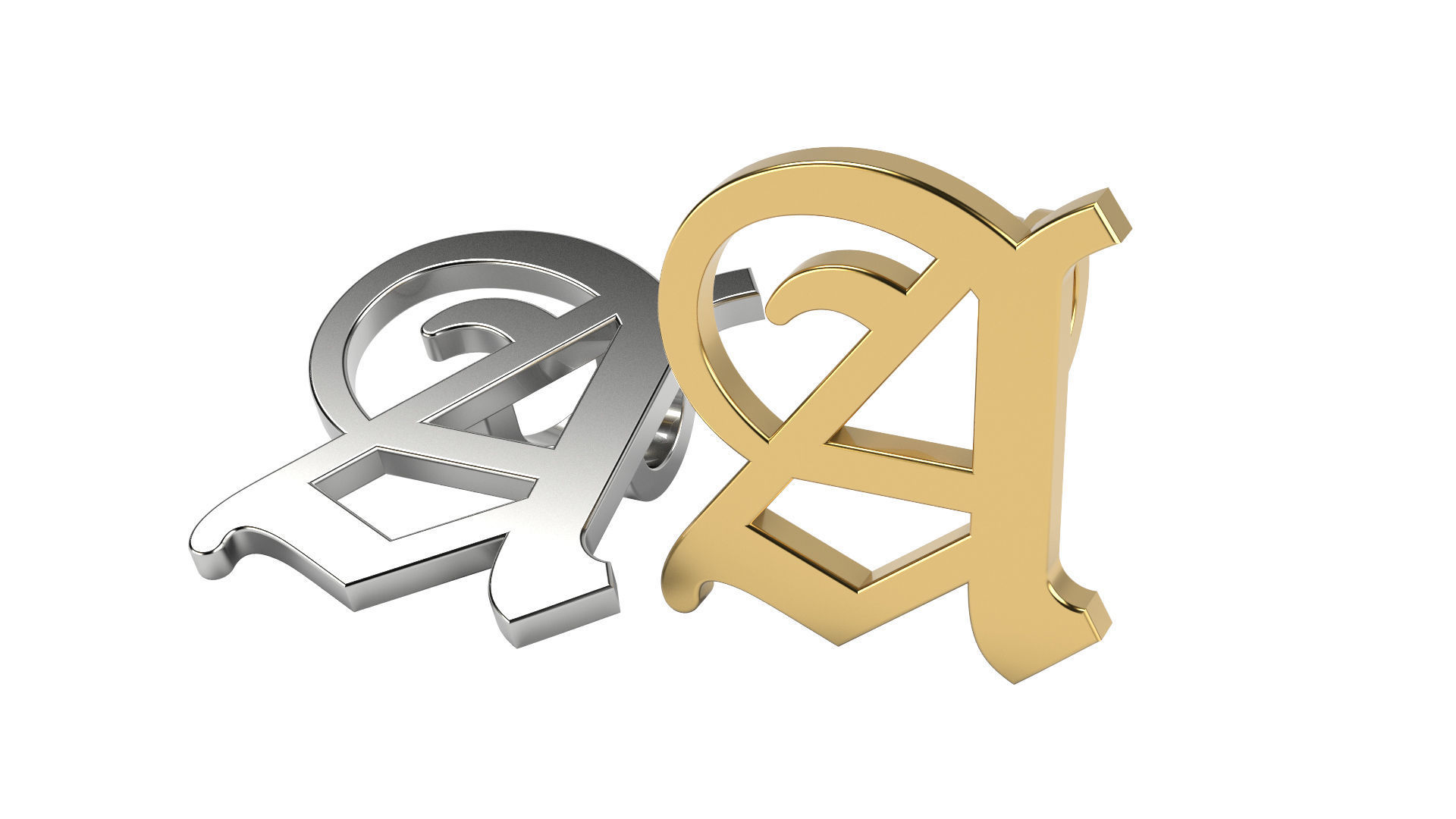 Old English alphabet  stone and solid 3D Model Collection_7