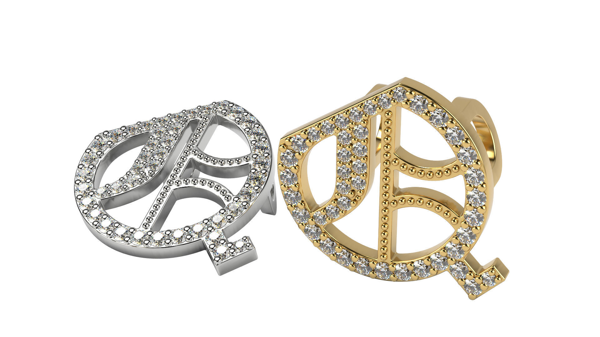 Old English alphabet  stone and solid 3D Model Collection_38