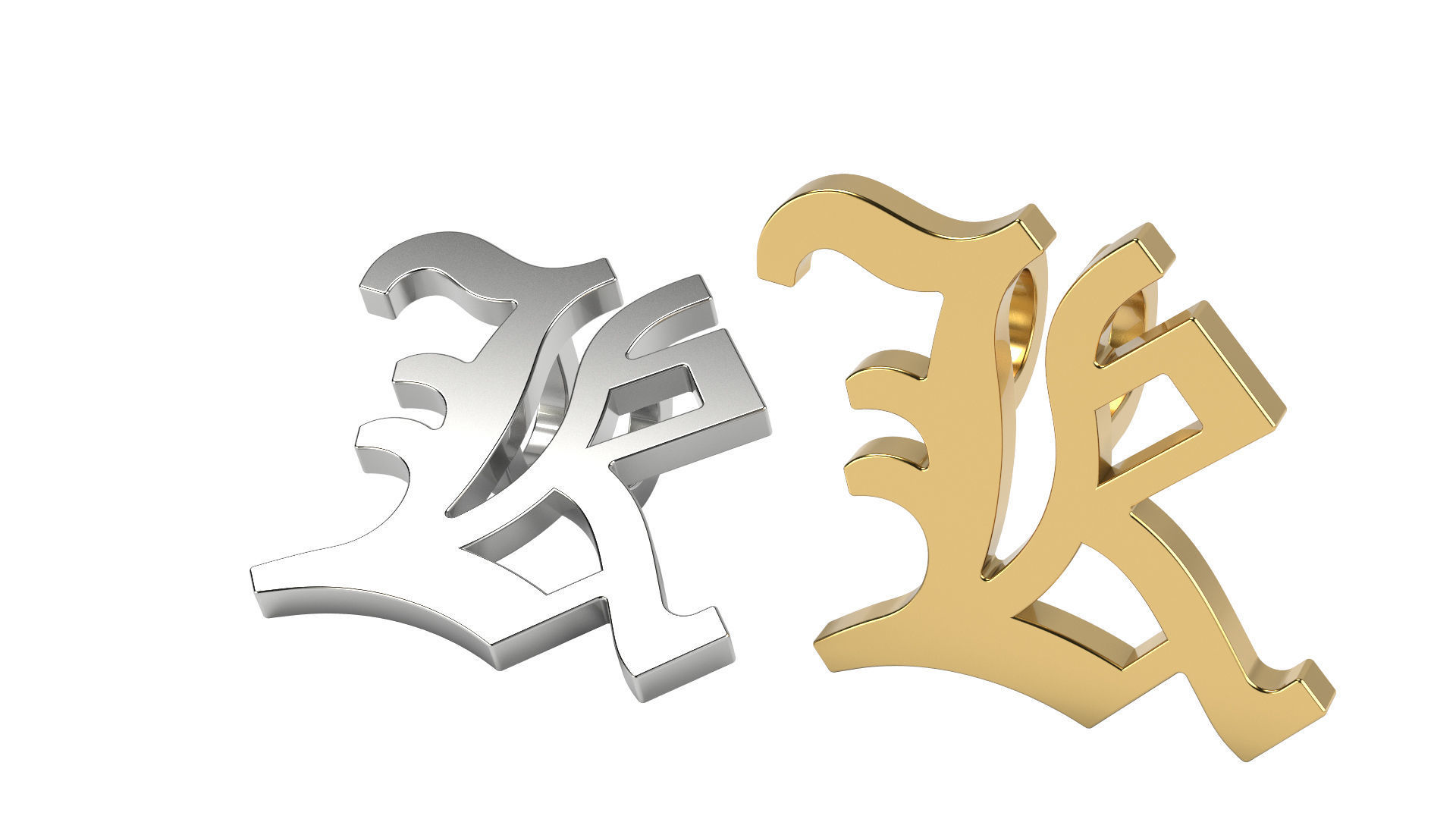 Old English alphabet  stone and solid 3D Model Collection_27