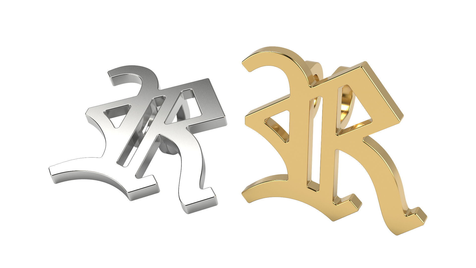 Old English alphabet  stone and solid 3D Model Collection_41