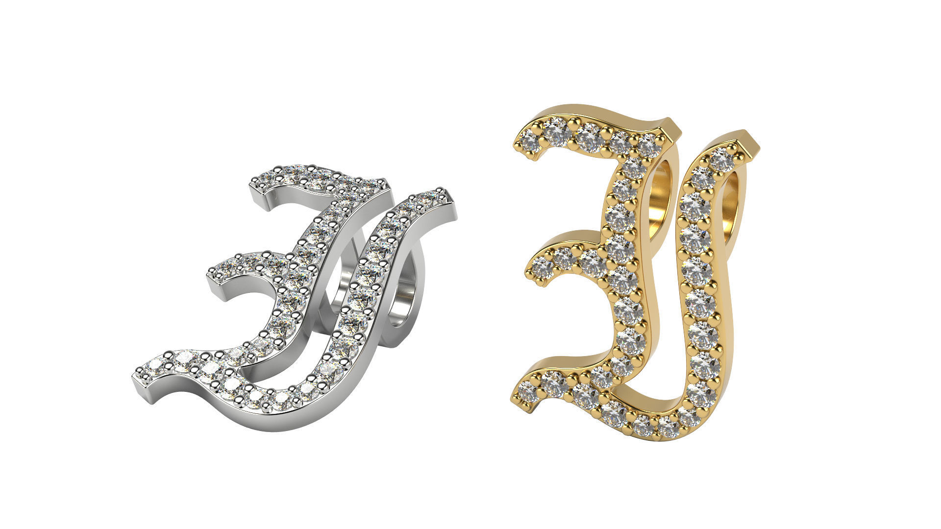 Old English alphabet  stone and solid 3D Model Collection_22