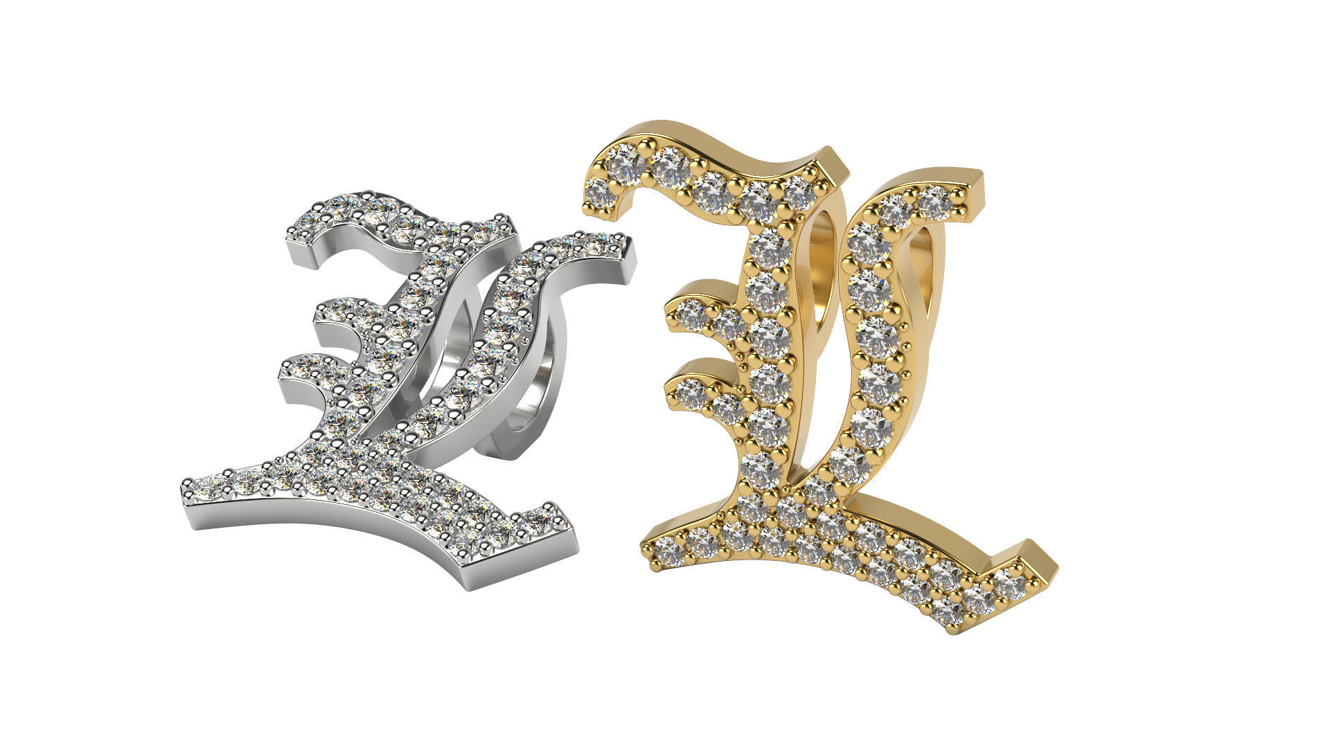 Old English alphabet  stone and solid 3D Model Collection_28