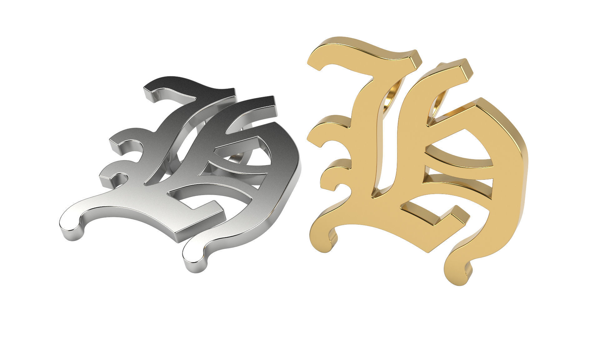 Old English alphabet  stone and solid 3D Model Collection_21