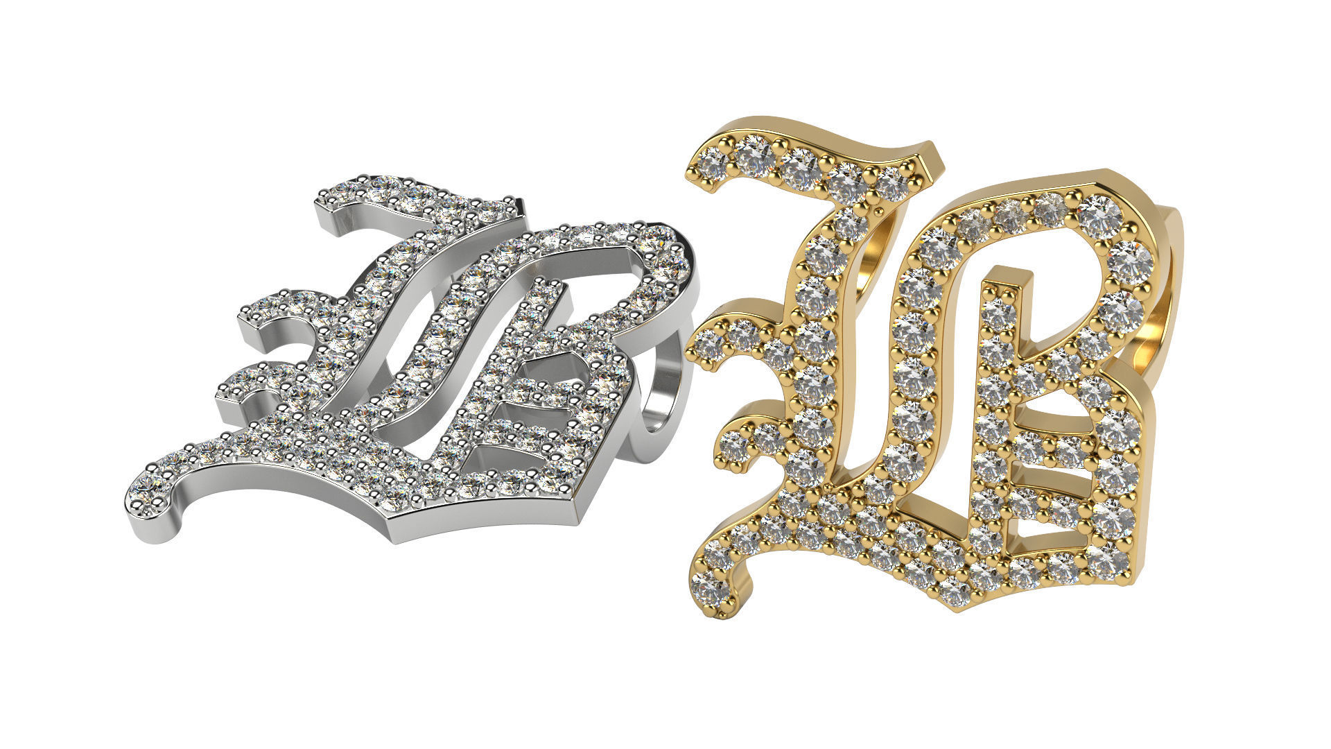 Old English alphabet  stone and solid 3D Model Collection_8