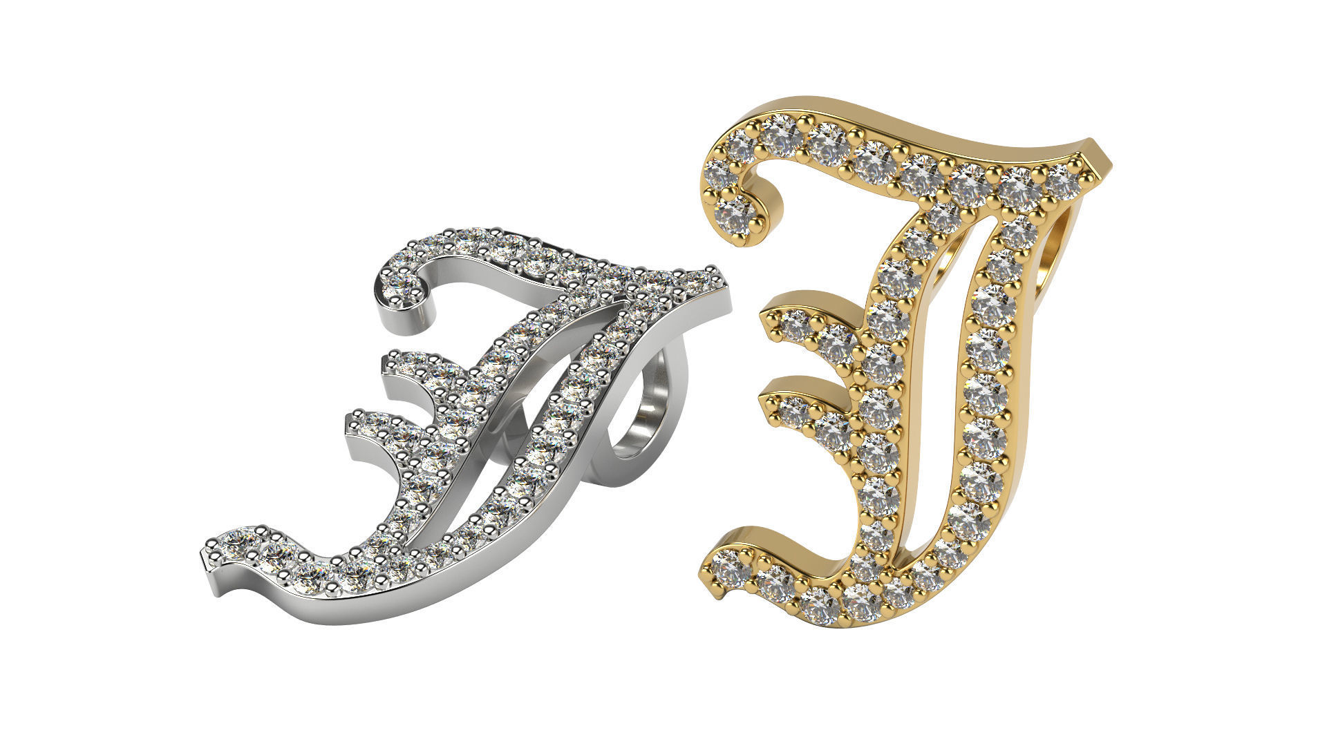 Old English alphabet  stone and solid 3D Model Collection_24