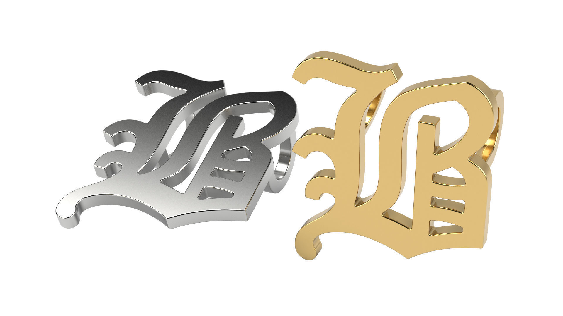 Old English alphabet  stone and solid 3D Model Collection_9