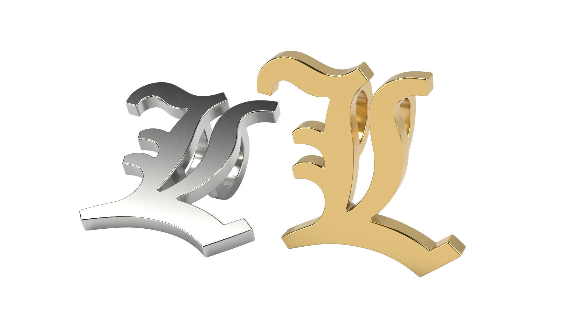 Old English alphabet  stone and solid 3D Model Collection_29