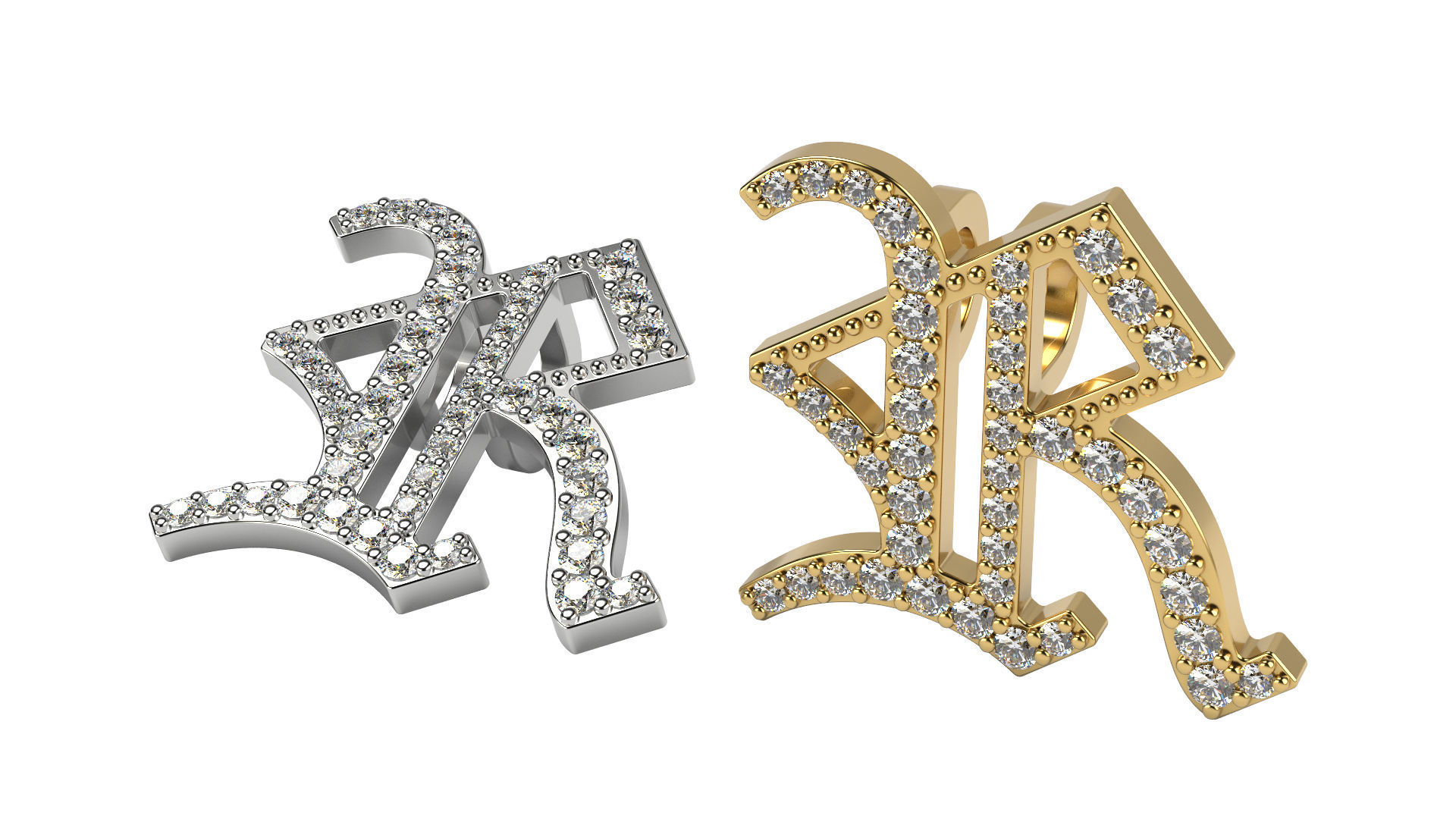 Old English alphabet  stone and solid 3D Model Collection_40