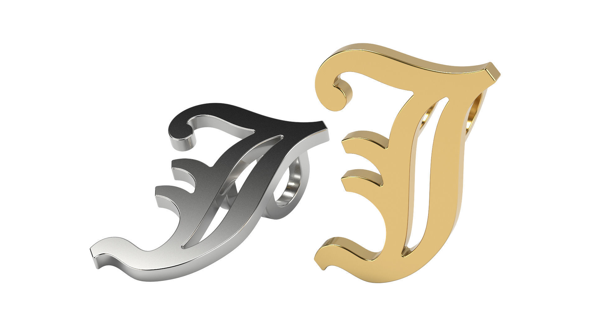 Old English alphabet  stone and solid 3D Model Collection_25