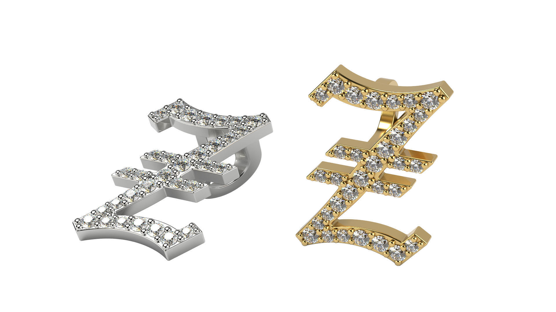 Old English alphabet  stone and solid 3D Model Collection_56