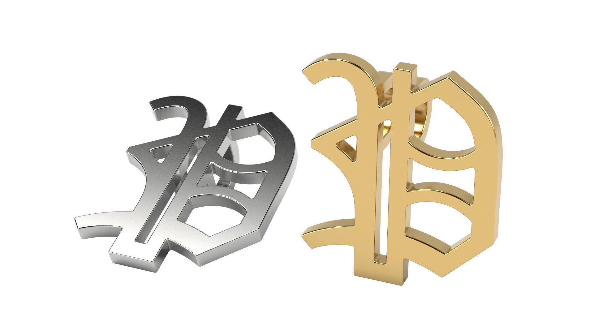 Old English alphabet  stone and solid 3D Model Collection_37