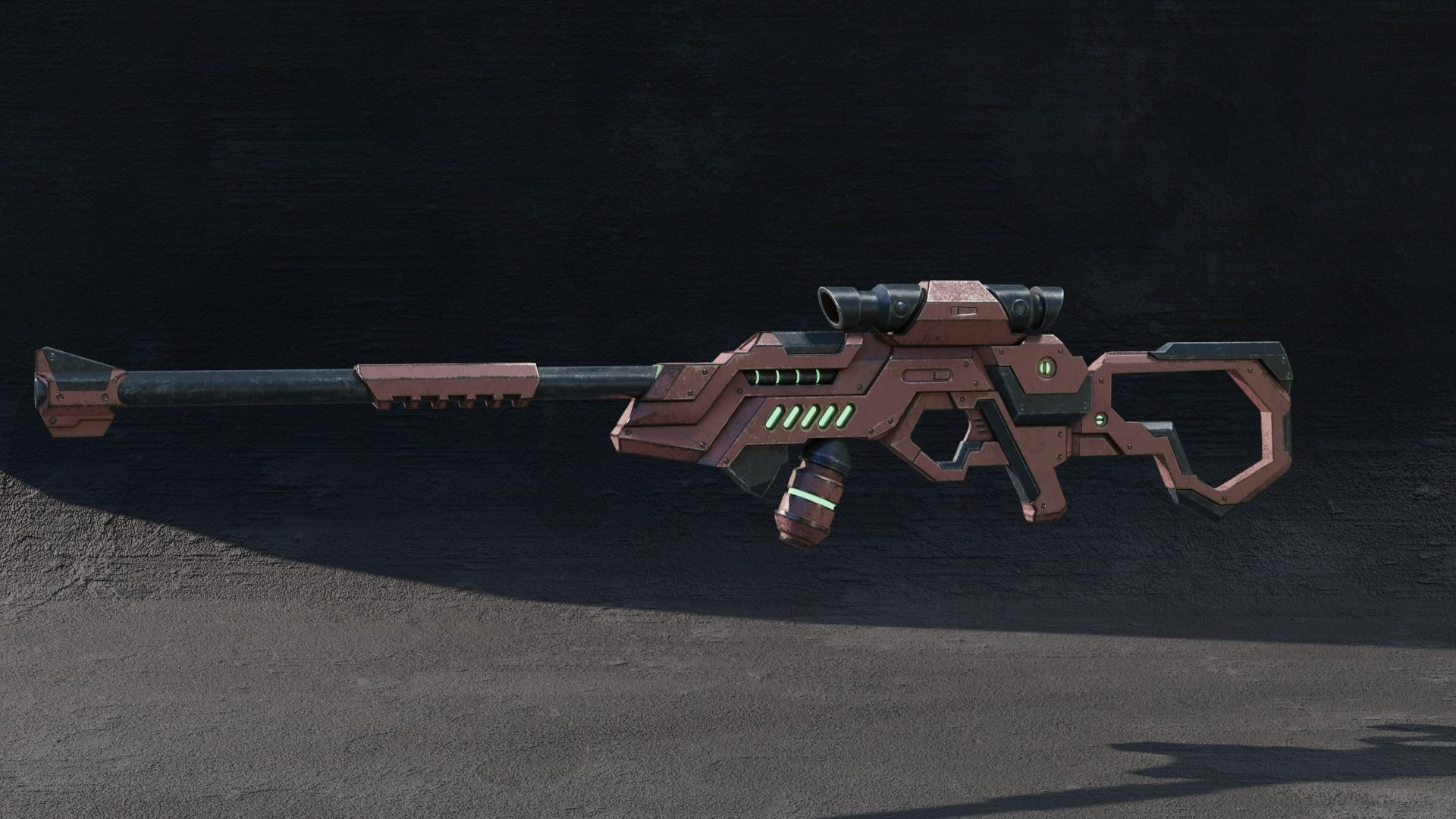 Cyberpunk Rifle Free low-poly 3D model_3