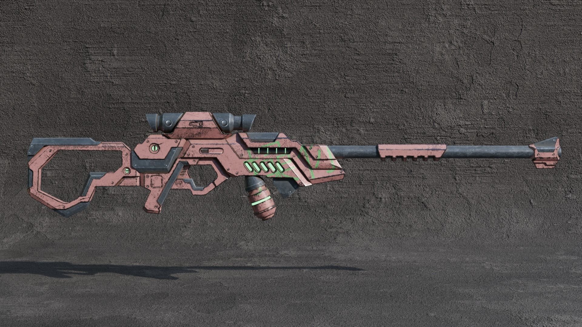 Cyberpunk Rifle Free low-poly 3D model_4