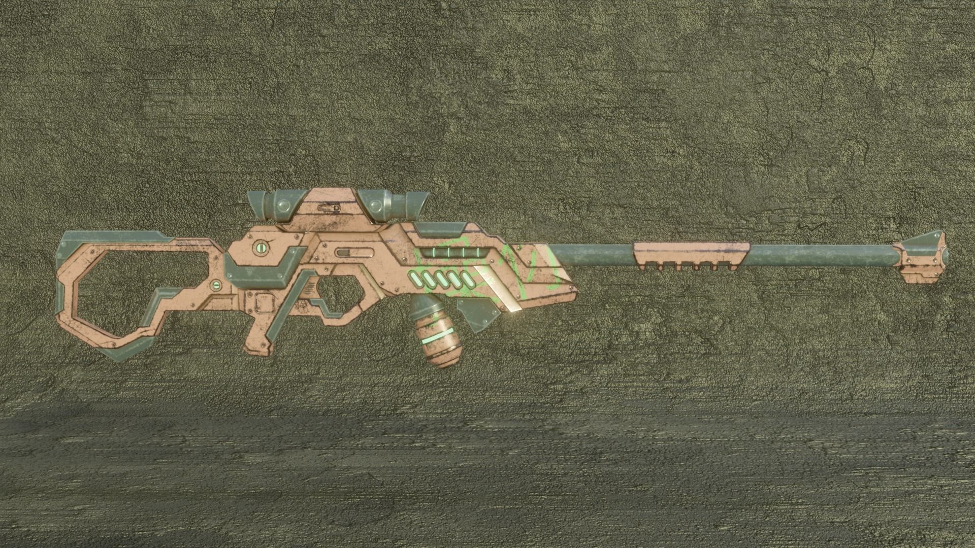 Cyberpunk Rifle Free low-poly 3D model_5