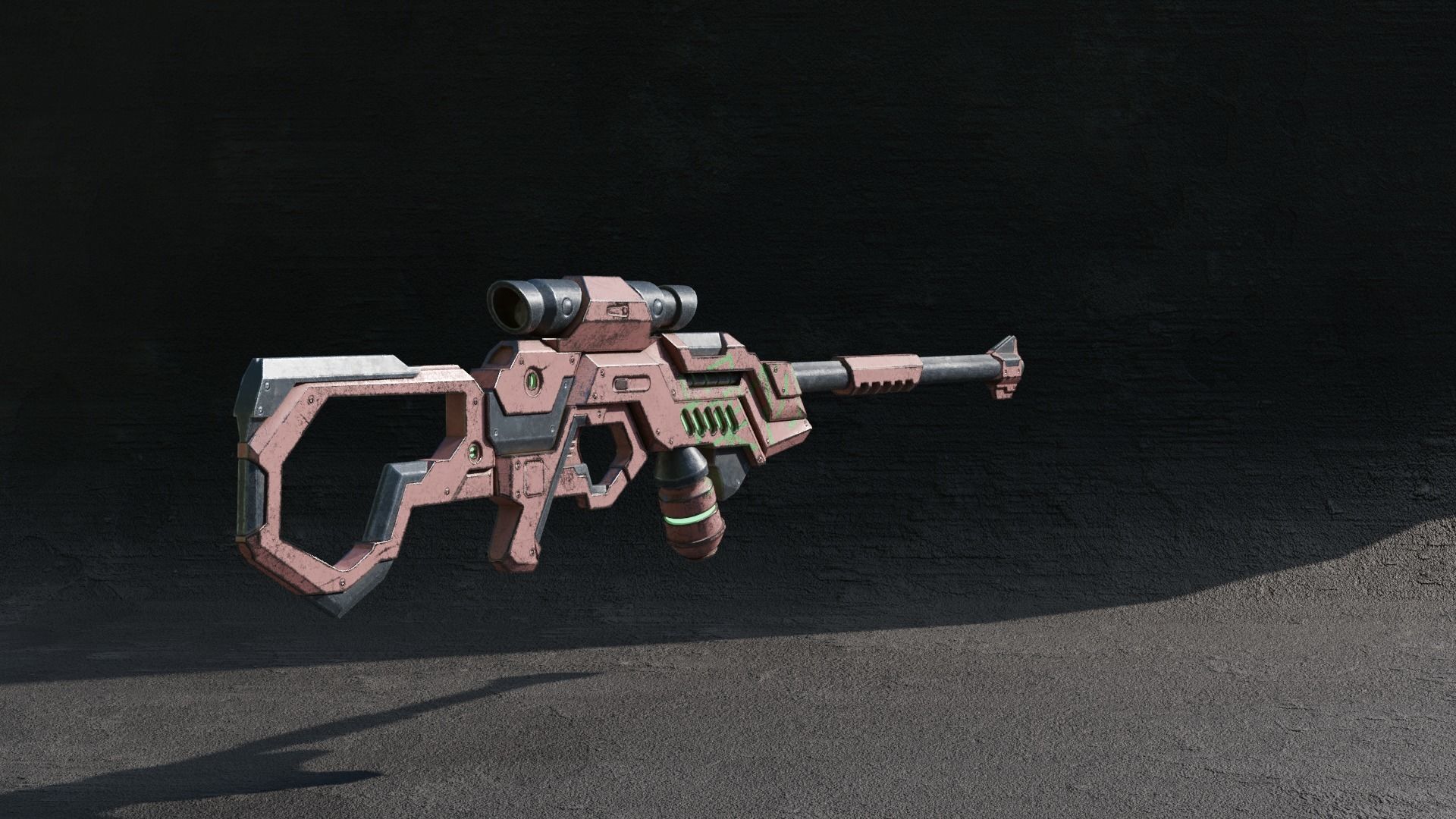 Cyberpunk Rifle Free low-poly 3D model_2