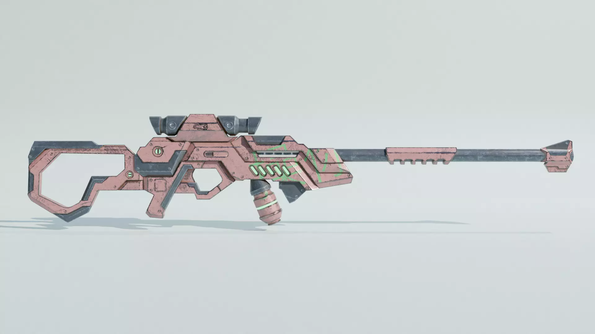 Cyberpunk Rifle Free low-poly 3D model_0