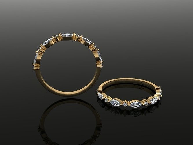 Marquise Half Infinity Diamond Band Ring Dainty 3D print model