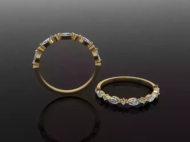 Marquise Half Infinity Diamond Band Ring Dainty 3D print model