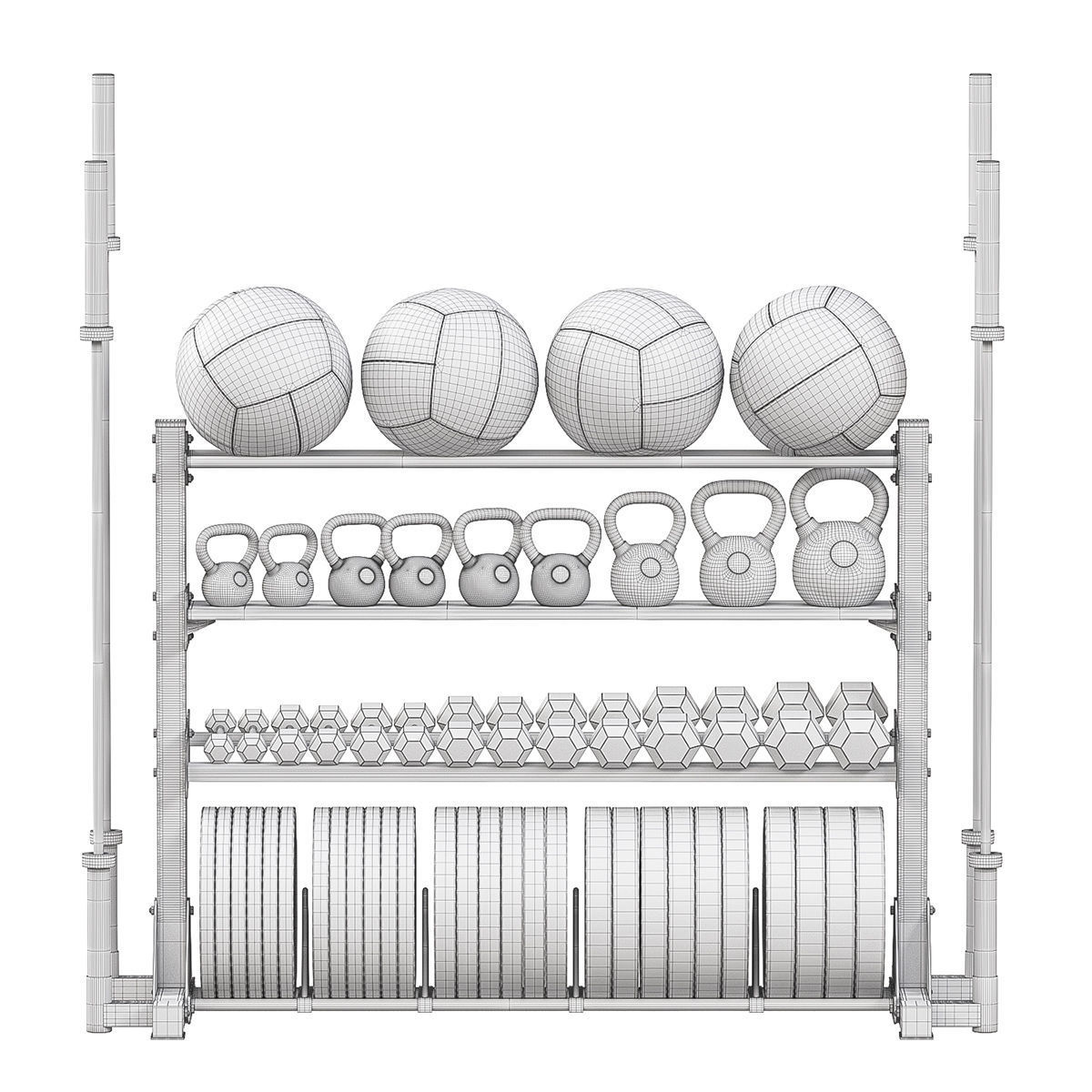 Weight storage rack 3D model_4