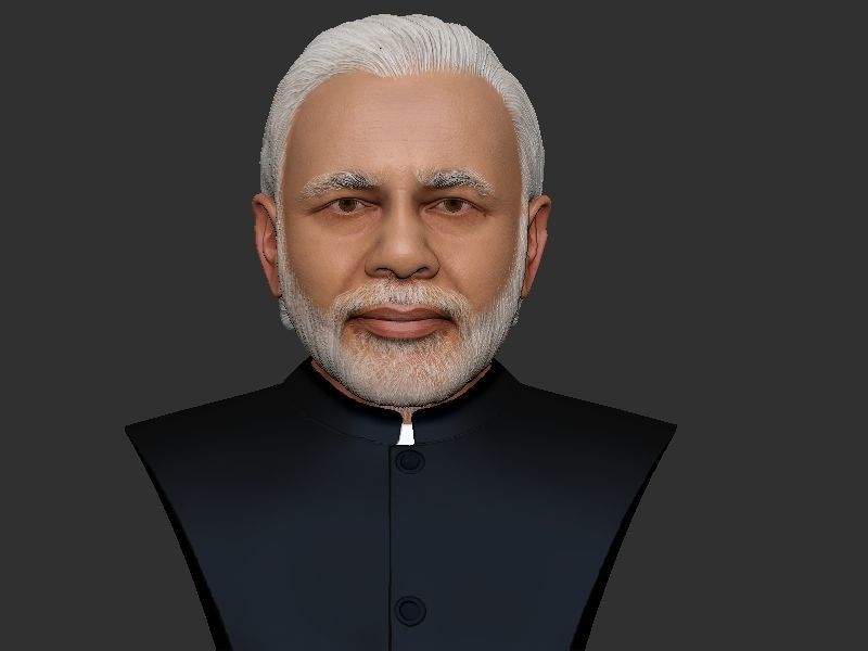 Narendra Modi Bust Gray 3D print model_2