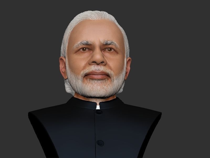Narendra Modi Bust Gray 3D print model_3