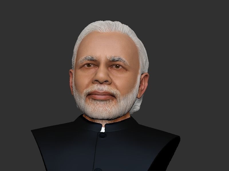 Narendra Modi Bust Gray 3D print model_7