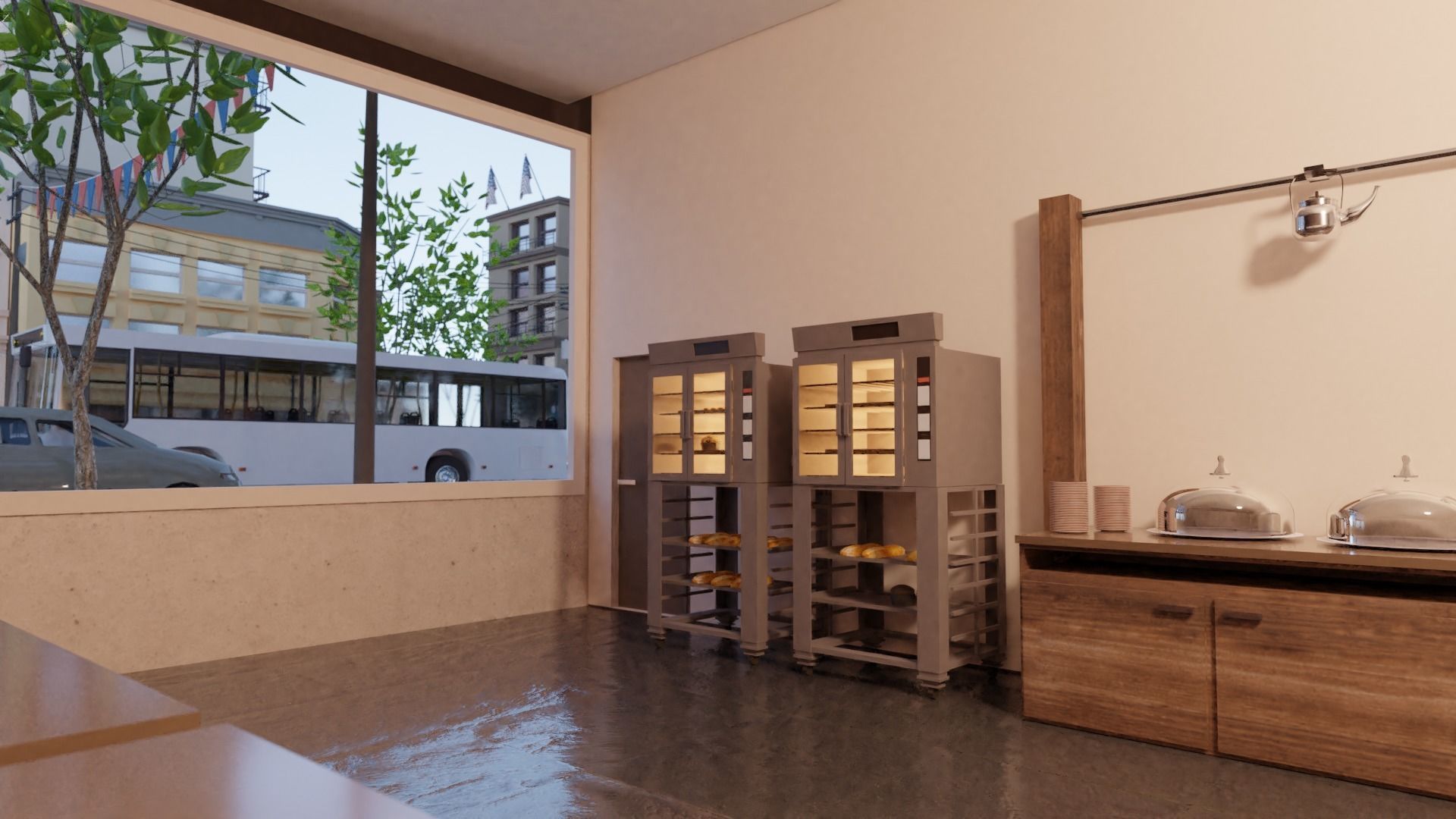 Coffee shop in New York Low-poly 3D model_6