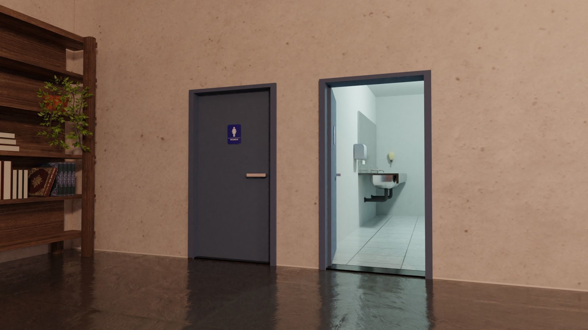 Coffee shop in New York Low-poly 3D model_8