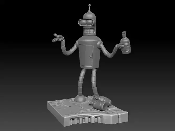 Drinking Bender statue from Futurama TV series 3D print model