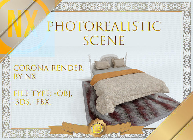Bed1 3ds max  Corona render by NX Low-poly 3D model