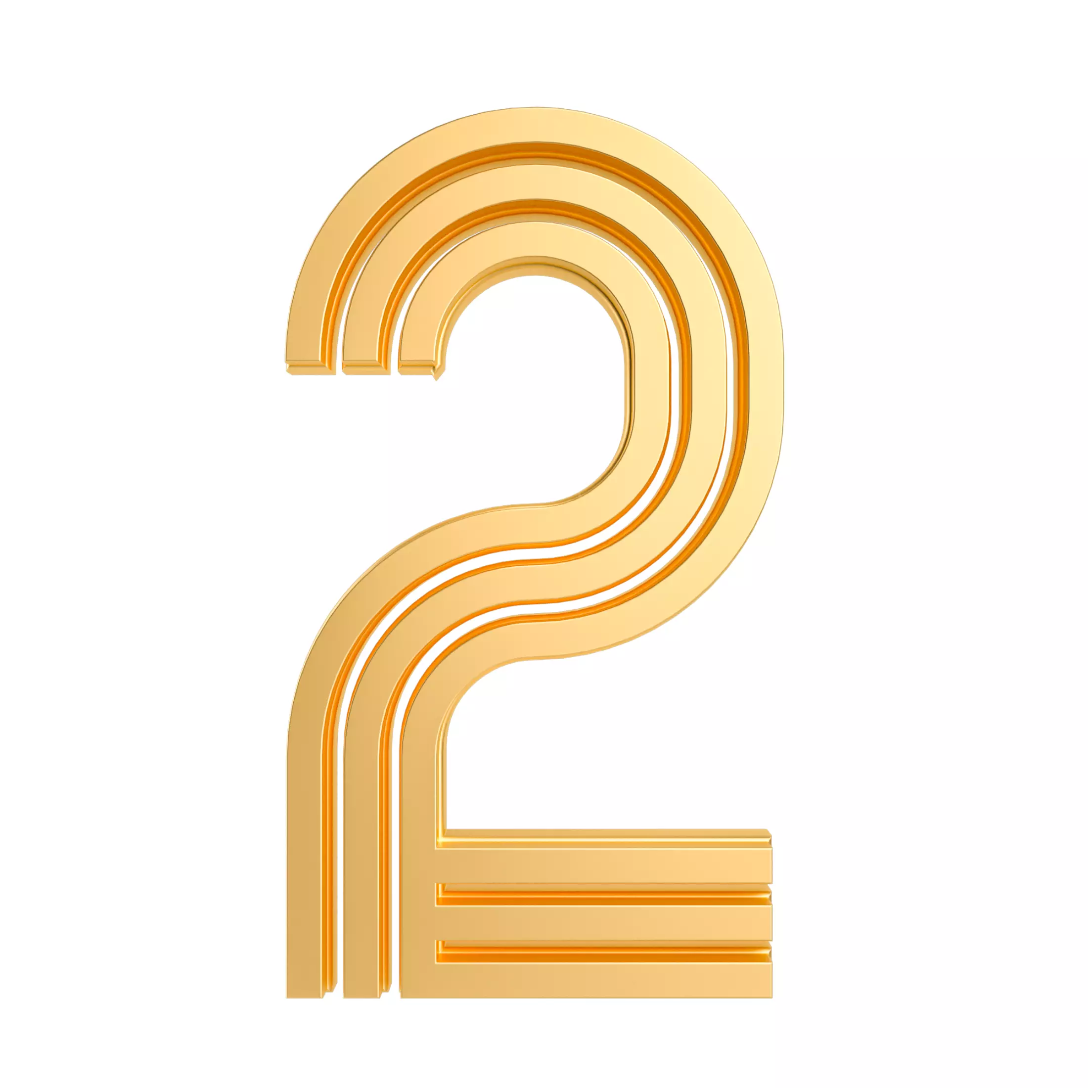 Metal line countdown anniversary number 2 Free 3D model_0